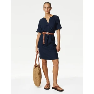 Marks & Spencer Kısa Kollu Mini Keten Elbise