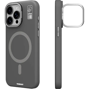 iPhone 15 Pro Max Kılıf Magsafe Şarj Özellikli Kamera Standlı Silikon Youngkit Bitty Cream Kapak Gri