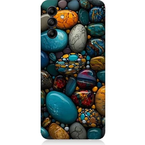 Samsung Galaxy M34 Uyumlu Renkli Doğal Taşlar Desenli Silikon Kılıf