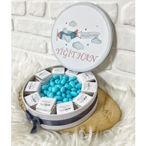 Bunnyball Chocolate 100 Adet Uçak Temalı Isme Özel Hoşgeldin Erkek Bebek Hediyelik Çikolata
