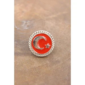 089 50004 Gümüş Ay Yıldız Türk Bayrağı Yaka Rozeti Standart Standart