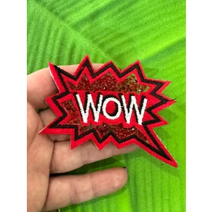 Gönülden Tasarım 8x6 cm Ütü Ile Yapışan Taş Işleme Wow Yazı Arma Yama Dikiş Hobi Aksesuarı