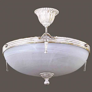 Avize Çarşısı, Malawi tekli Beyaz Renkli Cam Başlıklı, Beyaz Patine Renk Metal Gövde, Avize, BS.3075-70-43 B