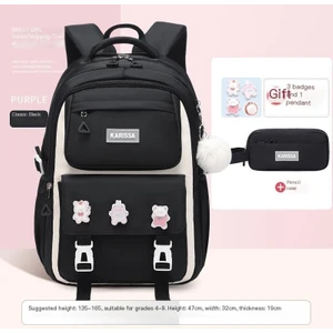 Yeni Öğrenci Sırt Çantası Su Geçirmez Sırt Çantası-Mor (Yurt Dışından)