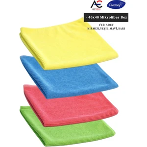 Solare Microjet Mikrofiber Temizlik Bezi 40X40CM 1 Mavi, 1 Sarı, 1 Kırmızı, 1 Yeşil