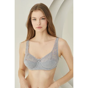 Nbb Gri Dantelli Balenli Penye Toparlayıcı Sütyen