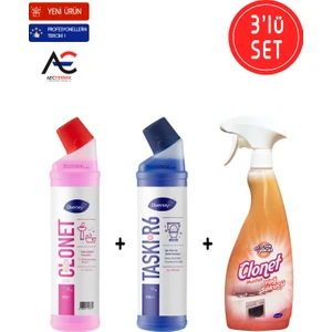 Clonet Temizlik Paketi ( 1 Adet Mutfak + 1 Adet Banyo + 1 Adet Tuvalet Temizleyici ) 3'lü Set