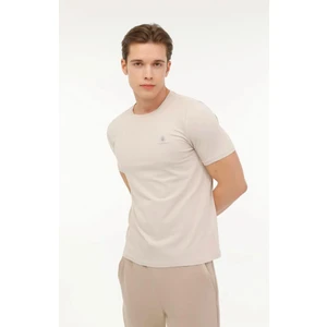 CT102 Bsc Neck Bej Bisiklet Yaka Erkek T-Shirt
