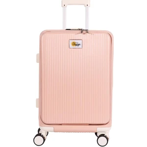 Moods Up Ön Bölmeli, Bardaklık ve USB Girişli Kabin Boy Valiz 20" Pembe