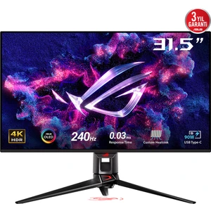 ROG SWIFT OLED PG32UCDM   31.5 GAMING 4K 3840x2160 0.03MS 240HZ DP HDMI USB-C VESA 3YIL EYECARE, FLICKER-FREE,DUSUK MAVI ISIK, YÜKSEKLİK AYARI USB-C PD90 W Monitör
