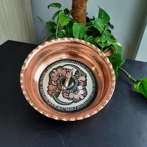 Geleneksel Balıklı Bakır Hamam Tası 20 cm