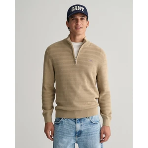 Erkek Bej Regular Fit Yarım Fermuarlı Logolu Kazak 8030199.253