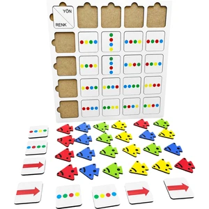 Eğitici Ahşap Oyuncak Eğitici Yön ve Renk Montessori Oyunu