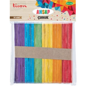 Ahşap Çubuk 114X10X2 50'li Renkli