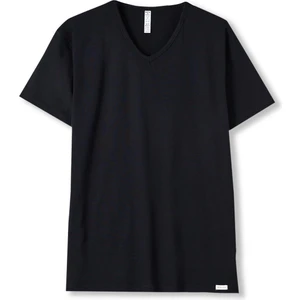 Basic Modal  V Yaka Erkek Tshirt Siyah
