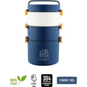 - Üçkatlı 1800 ml Paslanmaz Çelik Kolay Kilitlenir Sefer Tası – Yeni Nesil Beslenme Kutusu