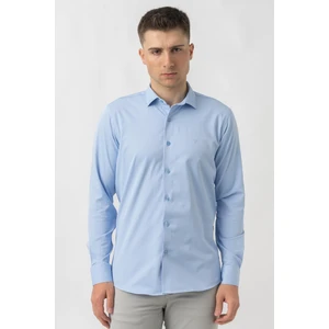 White Stone Aarberg G2424 Regular Fit Pamuklu Likralı Gömlek Mavi