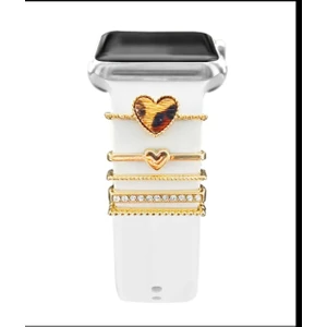 Charm 20 mm / 22 mm Silikon ve Apple Watch Silikon Kordonlar Için Uyumlu Kordon Süsü Leopar Kalp