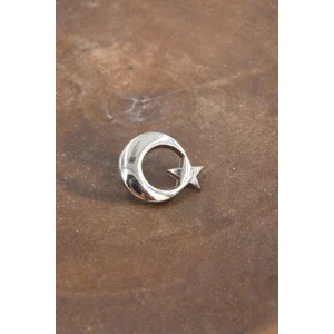 089 50003 Gümüş Ay Yıldız Türk Bayrağı Yaka Rozeti Standart Standart