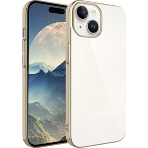 Apple iPhone 15 Plus - Uyumlu Sert Pc Renkli Çerçeveli Riksos Kapak-Gold