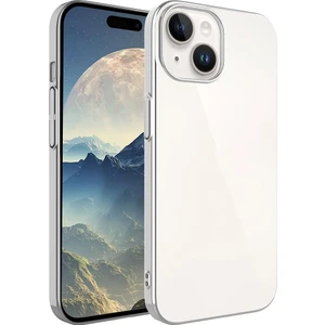 Apple iPhone 15 Plus - Uyumlu Sert Pc Renkli Çerçeveli Riksos Kapak-Gümüş