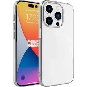 Apple iPhone 15 Pro - Uyumlu Sert Pc Renkli Çerçeveli Riksos Kapak-Gümüş