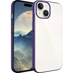 Apple iPhone 15 Plus - Uyumlu Sert Pc Renkli Çerçeveli Riksos Kapak-Derin Mor
