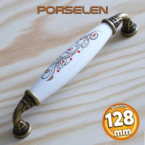 Gerçek Porselen Antik Sarı 128 mm Kulp Mobilya Çekmece Mutfak Kulplar Kulpu Dolabı Dolap Kapak Kulpu