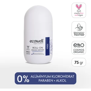 Erkek Roll-on Deodorant, Organik & Vegan Sertifikalı, Dermatolojik Olarak Test Edilmiştir, 75ml