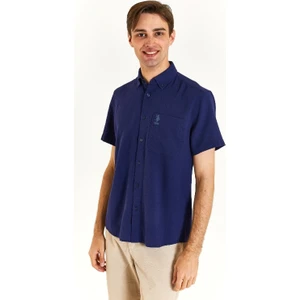 U.S. Polo Assn. Erkek Gömlek Günlük Kullanım İçin Kısa Kol Düz Desen Lacivert