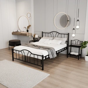 Bella Çift Kişilik Ferforje Metal Karyola 140x190 Siyah