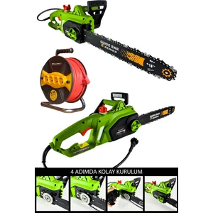 4200 W Elektrikli Zincirli Hızar Ağaç Odun Kesme Budama Testeresi + 50 Metre Seyyar Makara Kablo