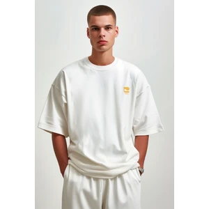 Coffee Club Lovers Oversize T-Shirt Erkek - Ekru