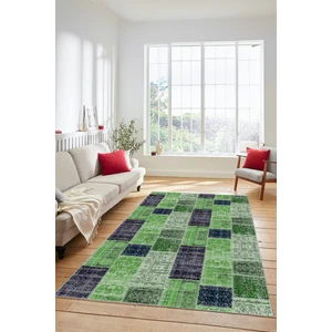 Evdeya Dijital Kaymaz Taban Yıkanabilir Patchwork Desen Yolluk Mutfak Salon Halısı, Patchwork-07-Yeşil,