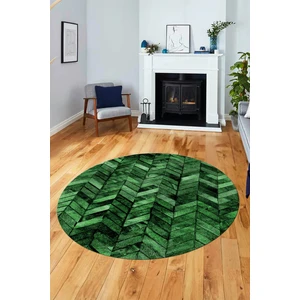 Evdeya Baskılı Kaymaz Yıkanabilir Patchwork Desen Yuvarlak Mutfak Salon Halısı, Y-Patchwork-13-Yeşil,