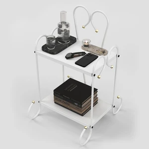 Bergama Retro Ferforje Metal Komodin Beyaz