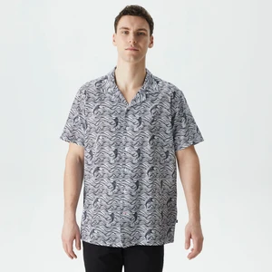 Nautıca Erkek Beyaz Classıc Fıt Kısa Kollu Desenli Gömlek W45432T.1BW