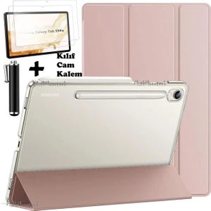 M.TK Moveteck Samsung Galaxy Tab S9 Fe/S10 Fe/ S10 Lite 10.9 Inç Tablet Kılıfı Şeffaf Standlı Kılıf + Ekran Koruyucu Cam + Kalem 3'lü Set SM-X510 SM-X520