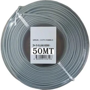 50 Metre Kaliteli 2+1 0,50 mm Cctv Güvenlik Kamera Kablosu