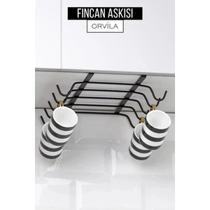 Raf Altı Asılabilir 10 Kancalı Fincan ve Kupa Bardak Düzenleyici Askılığı - Siyah