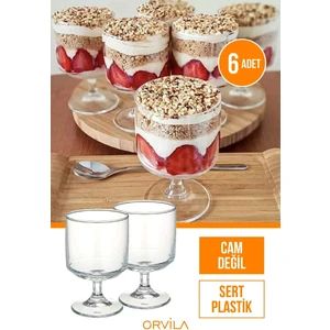 Plastik Magnolia Tatlı Sunum Bardağı | 6'lı Mika Magnolya Dondurma Puding Kasesi (Cam Değildir)