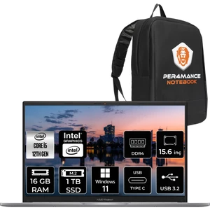 Vivobook 15 Intel Core I5 1235U 16GB 1tb SSD 15.6'' Fhd W11H Taşınabilir Bilgisayar X1504ZA-BQ451 & Per4 Çanta BQ451P56
