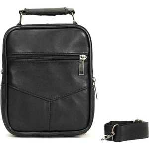 My Geppeto Bag Erkek Siyah Çelik Kasalı Deri El ve Omuz Çantası Ortaboy
