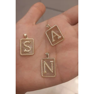 Fiyonk Kuyumculuk 14 Ayar Altın Dikdörtgen Harf Kolye Ucu