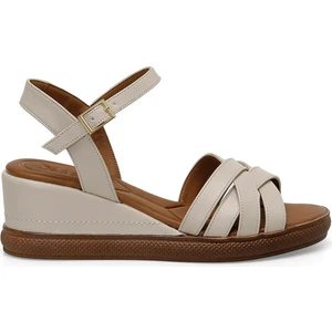 Miss F DS24024 4fx Bej Kadın Dolgu Topuk Sandalet