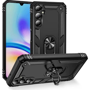 Case World Samsung Galaxy A05S Kapak Military Yüzüklü Stantlı Panzer Tank Kılıf - Siyah