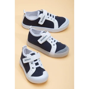 Dilimler Ayakkabı Şirinbebe Şiringenç Keten Lacivert Beyaz Erkek Ilkadım Bebek Çocuk Ayakkabısı