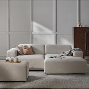 S Home Design Concept Molly Mini Köşe Kanepe Koltuk, Keten Kırık Beyaz