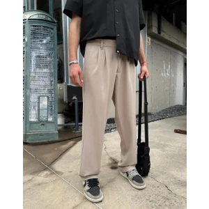 Baggy Fit Kumaş Pantolon Krem