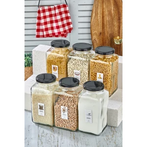 Fbz Home Etiketli 6'lı 3000 ml Cam Erzak Kavanozu Metal Kapaklı Saklama Kabı